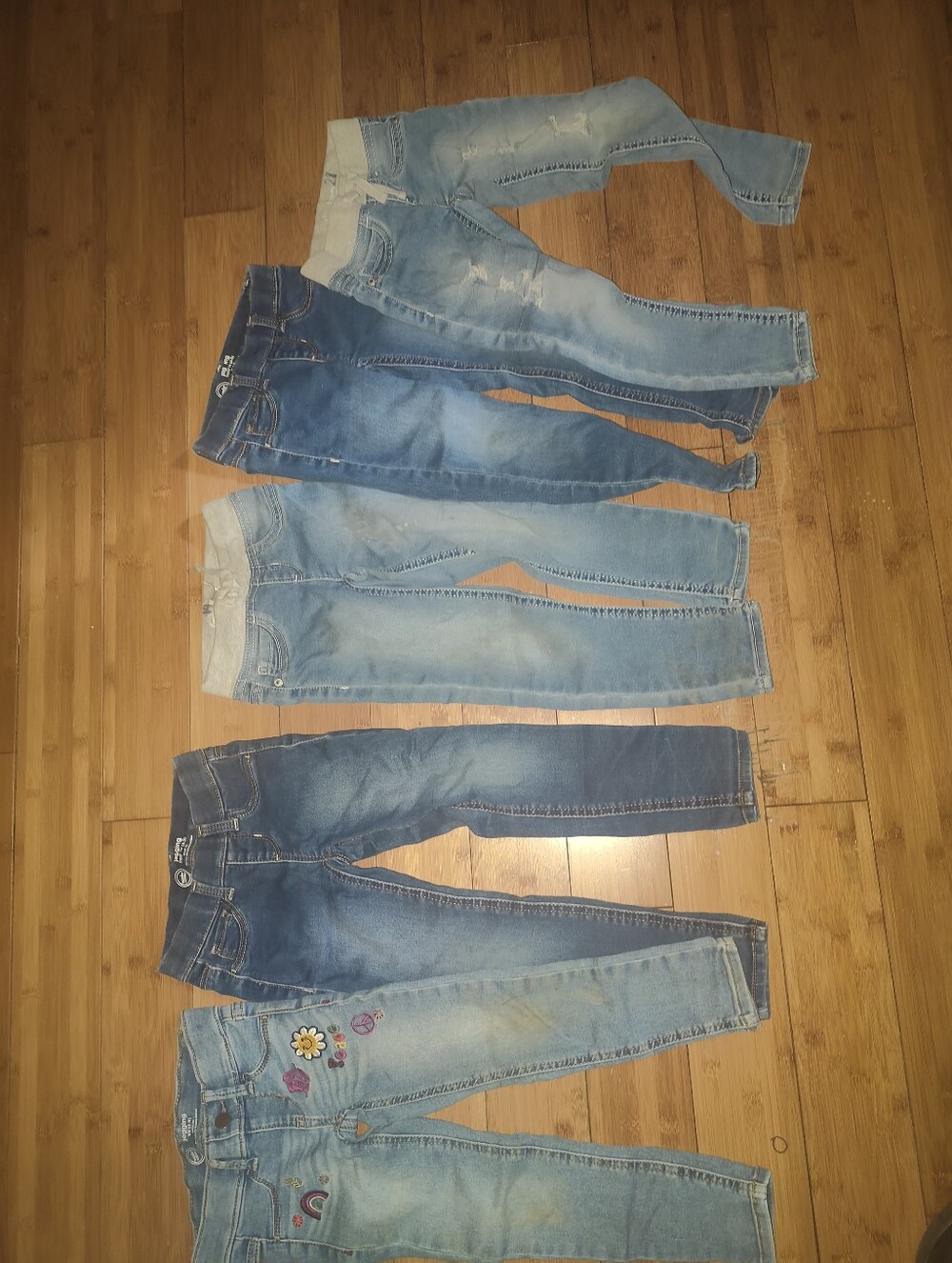 Lot of 6 Girls Light to Medium Wash Denim Jeans